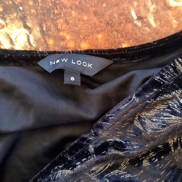 New Look Black Velvet and Gold Wiggle Dress Size 4 - Picture 4 of 13